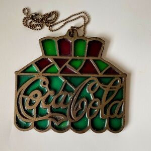 Vintage CocaCola Advertisement METAL and STAINED GLASS  Hangable